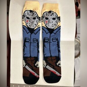 Jason Friday The 13, Socks, Horror Movie Socks, Fun Novelty Mens Crew Character